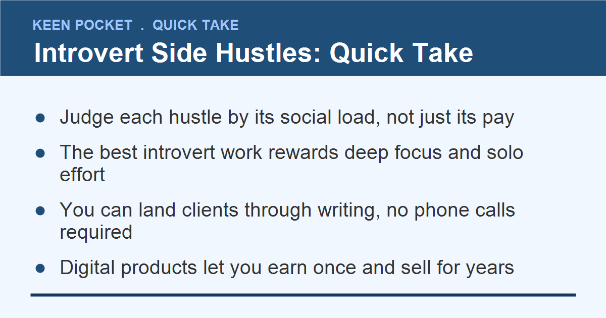 Side hustles for introverts working from home, quick take summary