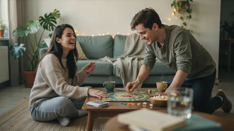 No spend weekend ideas that still feel fun: couple on a cozy game night