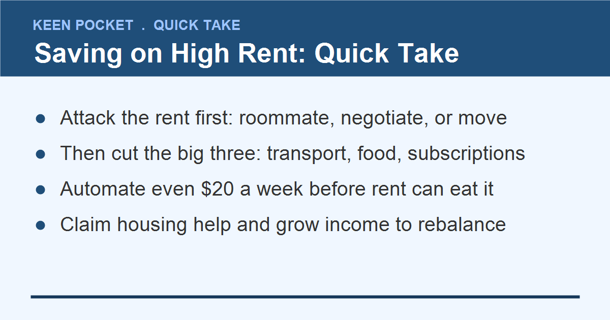 How to save money when rent is high, quick take summary
