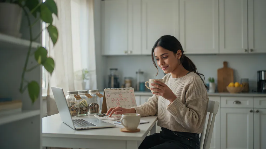 Sinking funds with biweekly paychecks: woman planning savings by payday